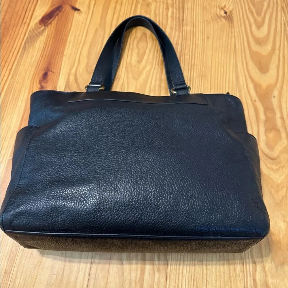 Fossil Issue No. 1984 Black Genuine Leather Satchel Purse Bag Messenger Bag